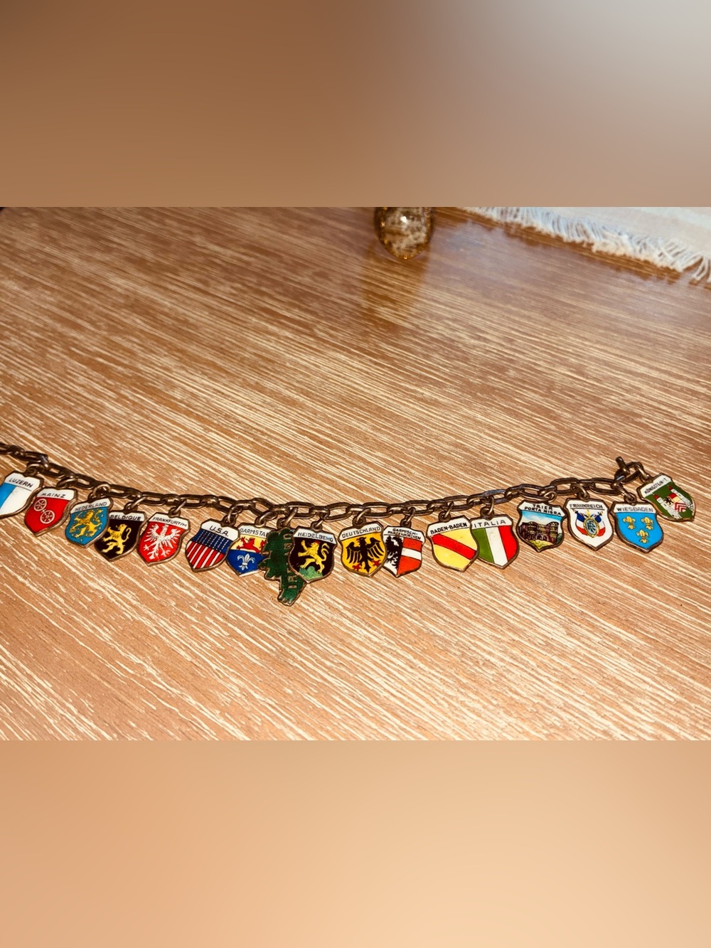 ANTIQUE! 17 COUNTRIES BRACELET! 800 Charms, and STEARLING Silver ! So So Cool!